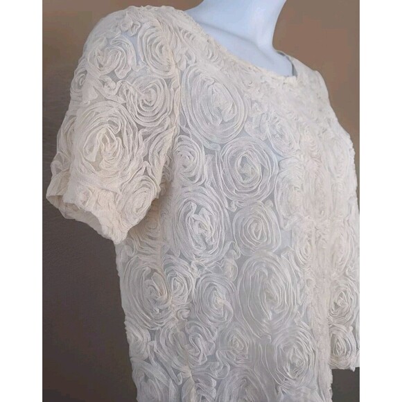 Ro & De Ivory Rosette 3D Embroidery Floral Top Women's Sz Large Camisole Stays - Picture 3 of 7